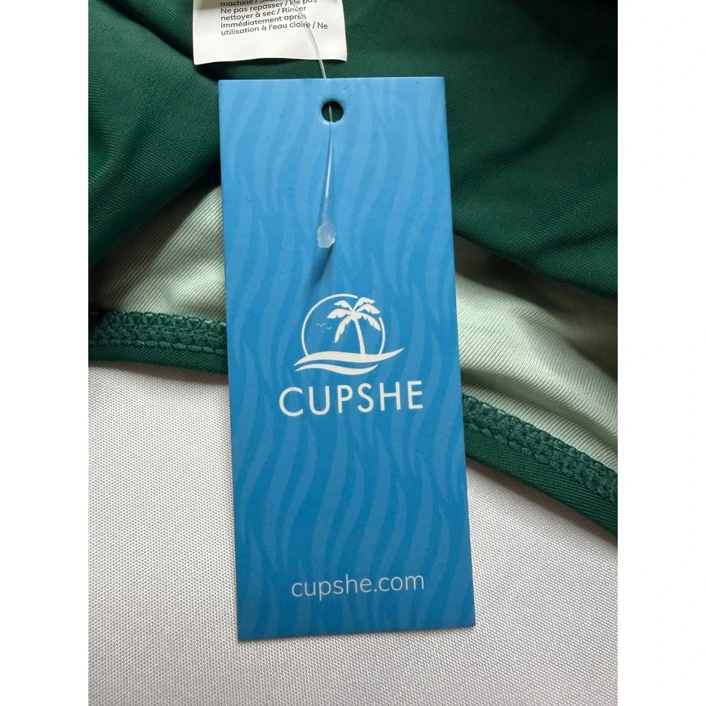 Cupshe Womens Forest Green Cutout Halter One Piece Swimsuit Size S